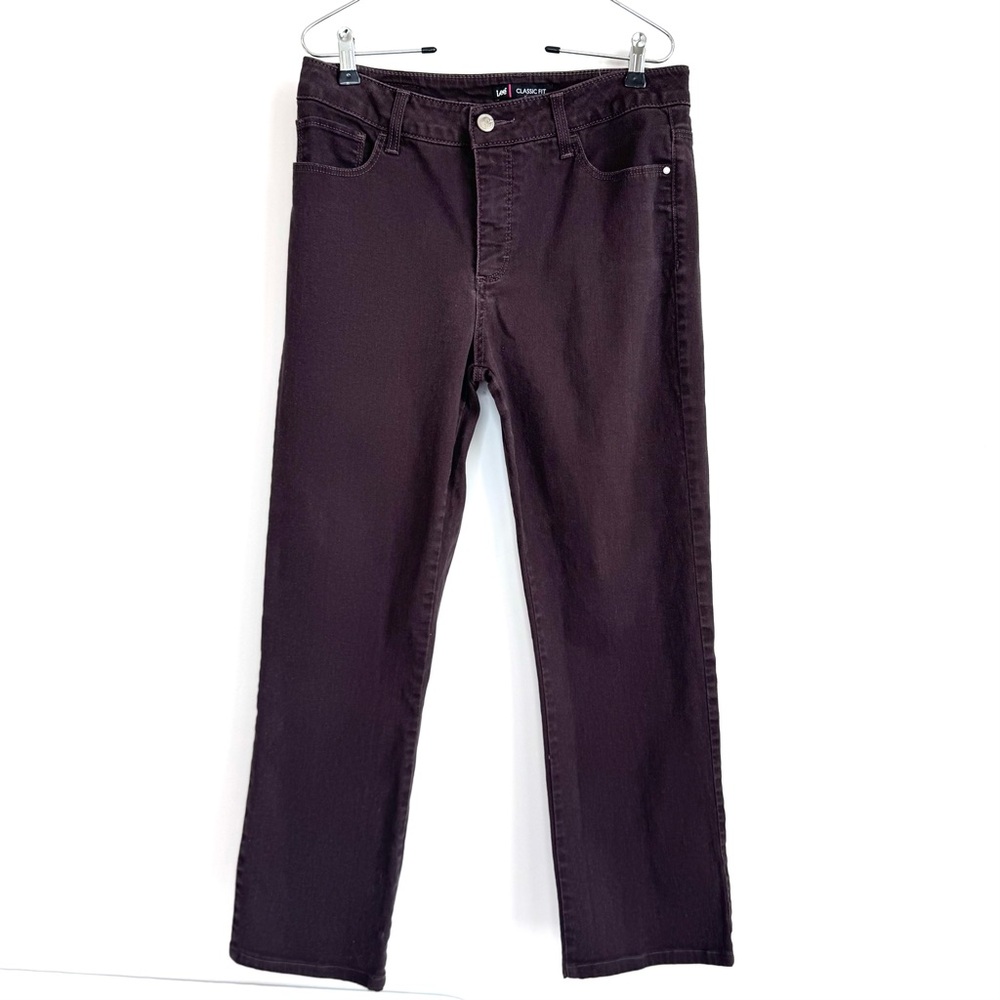 Lee Classic Fit Brown Jeans Women’s Size 10 Embellishment Pockets 32 x 26.5